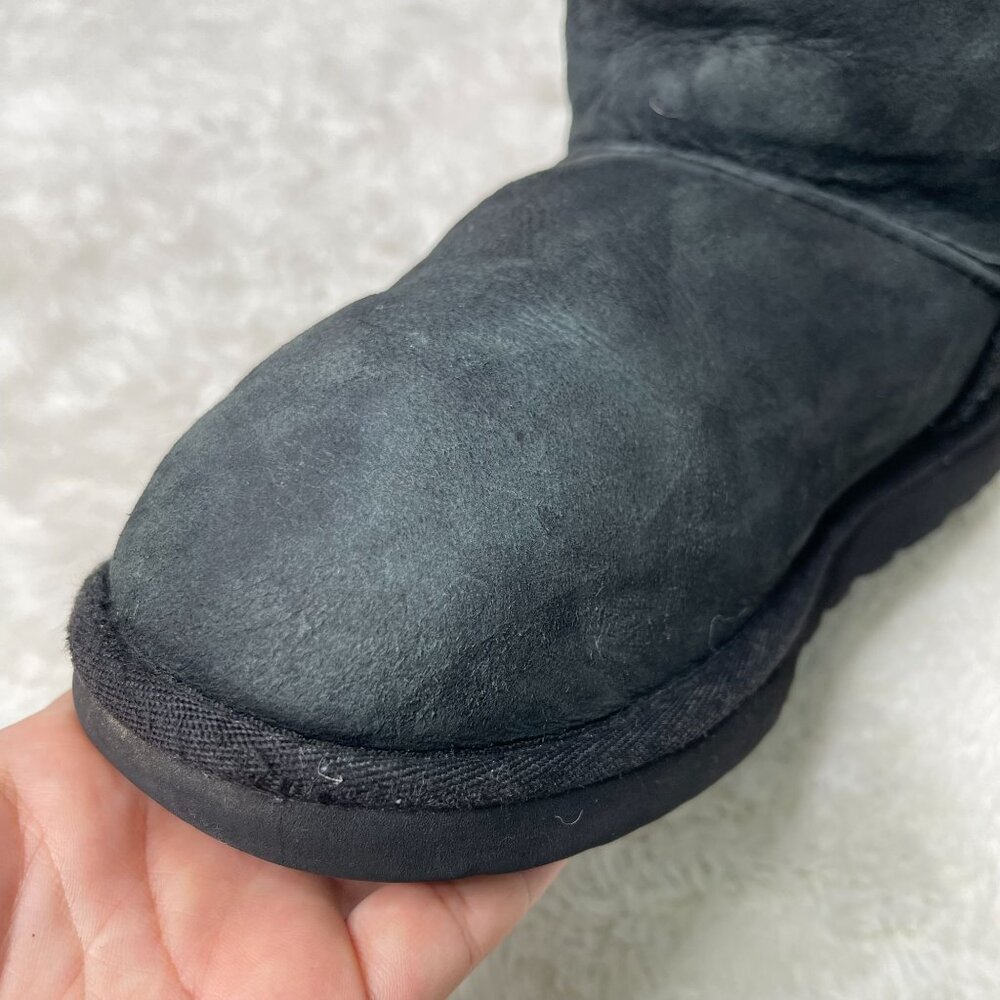UGG Kid's Black Bailey Bow II Exotic Suede Boot Round Toe Shoes Size 4 US - Picture 12 of 15